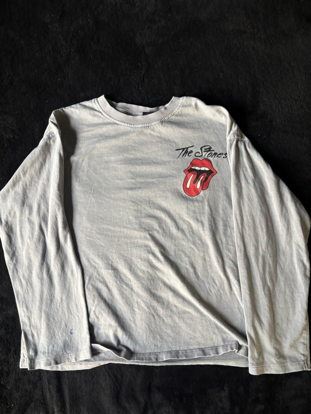 Zara Gray Long Sleeve Tee with Red Tongue Logo